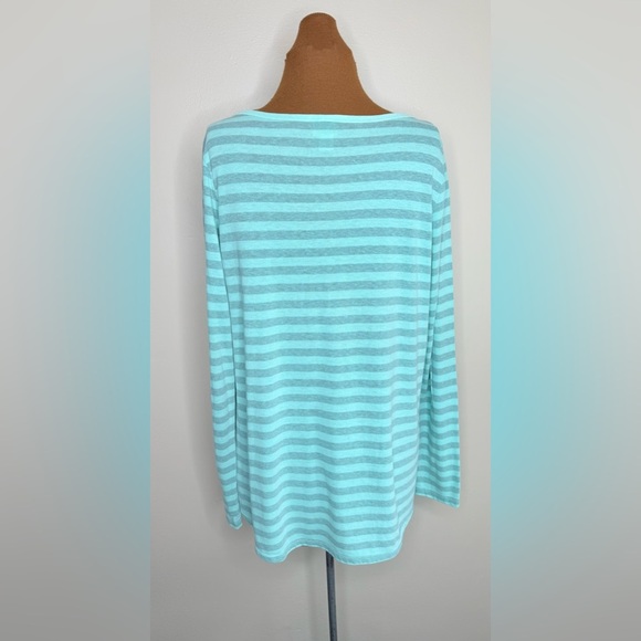 Mossimo Supply Co. Green Gray Striped Long Sleeve Henley Style Tee Size XL - Picture 2 of 6